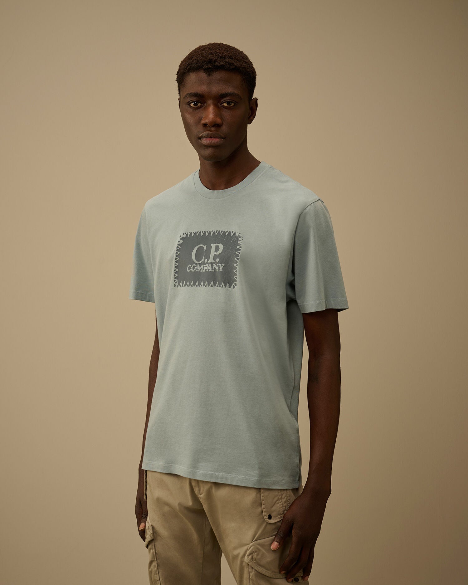 Jersey 30/1 Short Sleeve Logo Label T-Shirt, SILVER BLUE