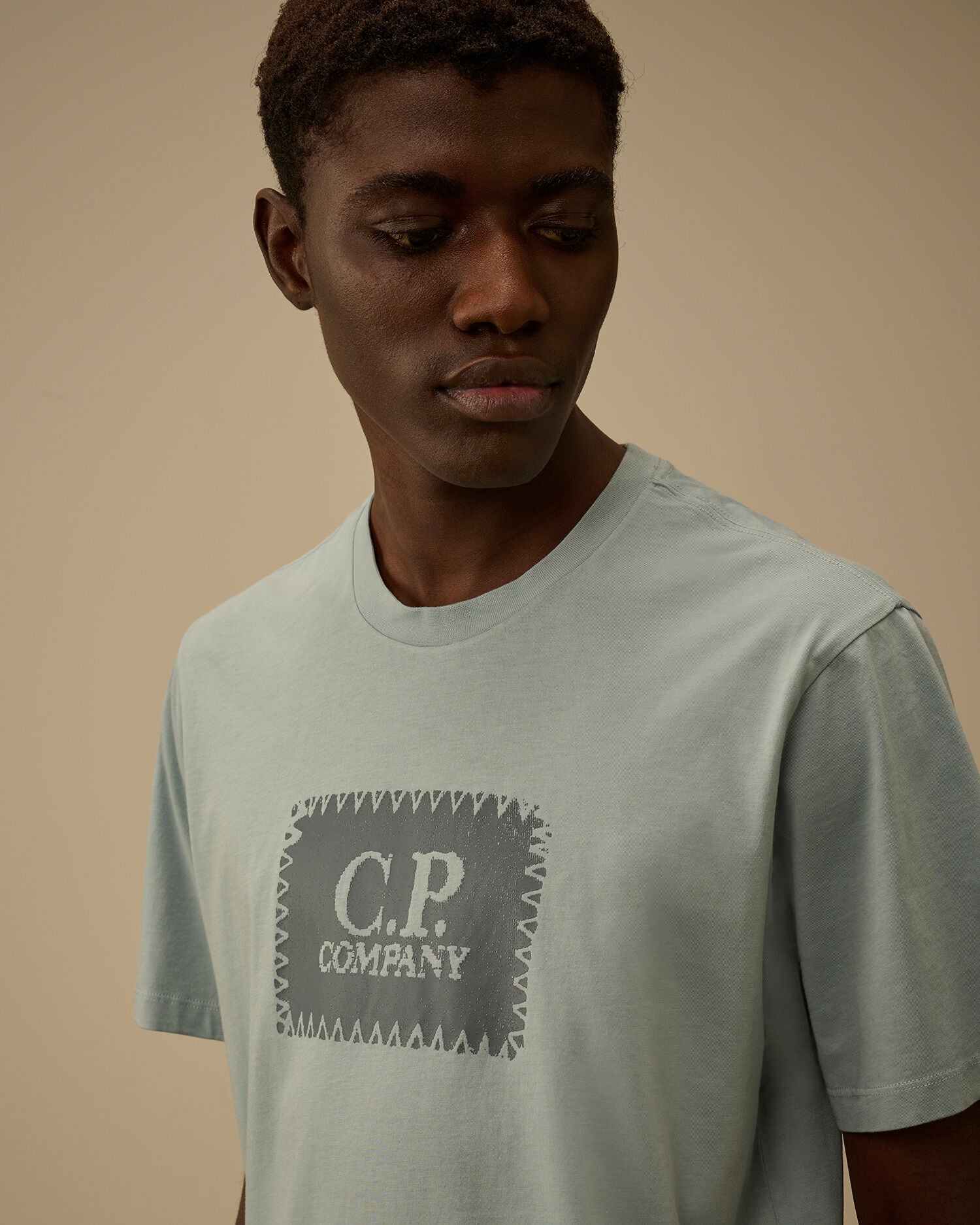 Jersey 30/1 Short Sleeve Logo Label T-Shirt, SILVER BLUE