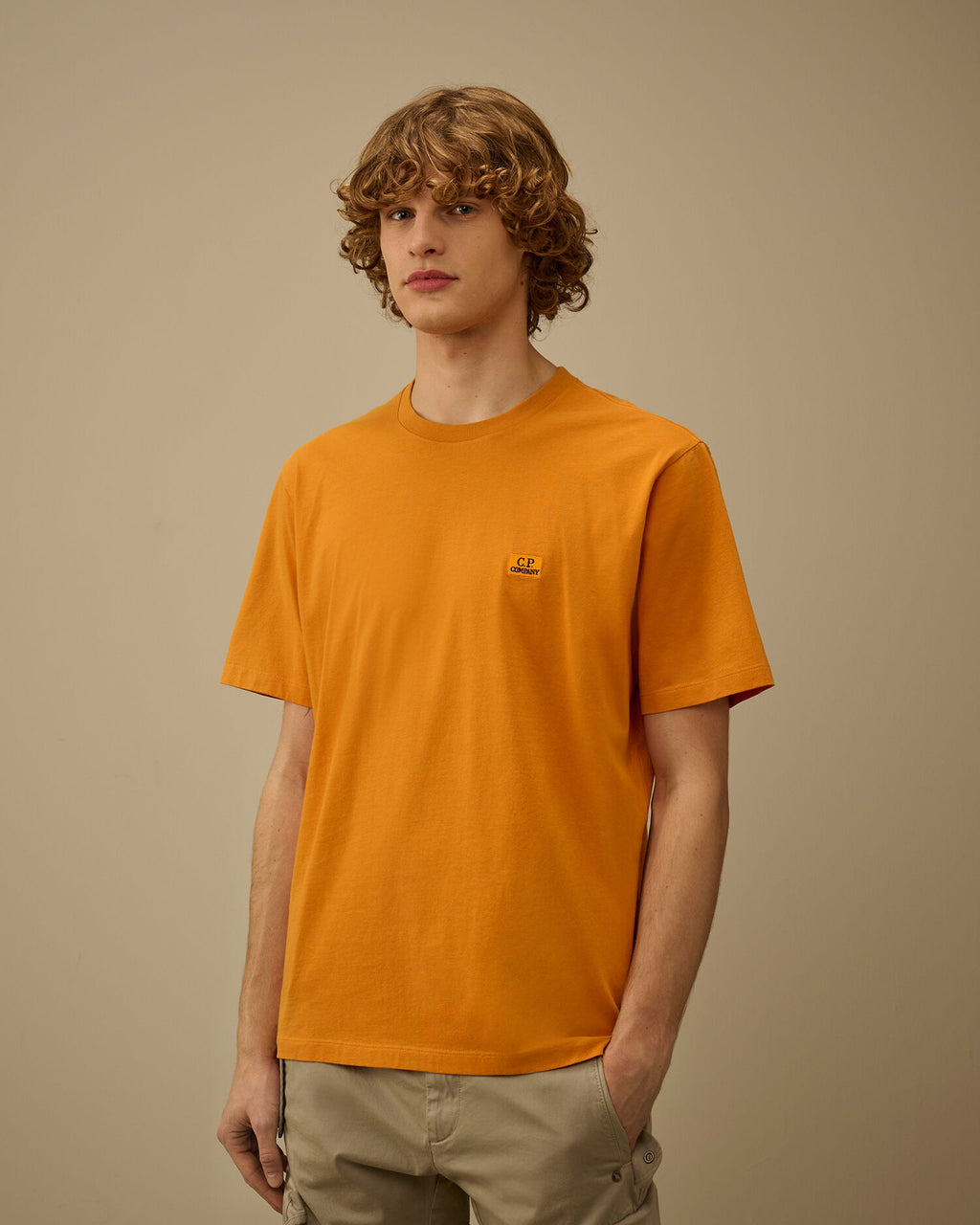 30/1 Jersey Short Sleeve Logo Patch T-Shirt, DESERT SUN - ORANGE
