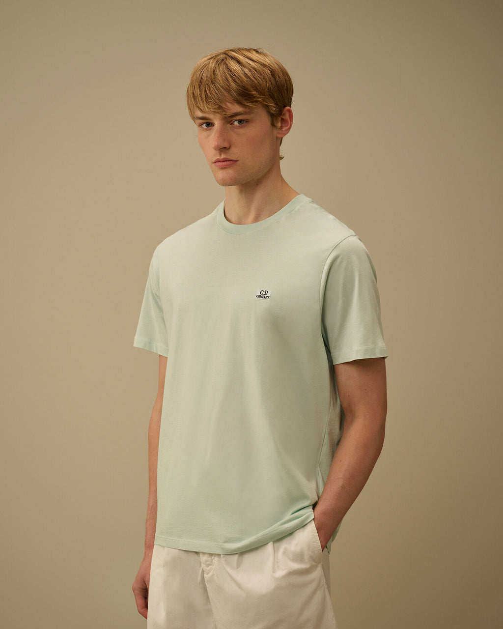 30/1 Jersey Short Sleeve Logo Patch T-Shirt, MISTY BLUE