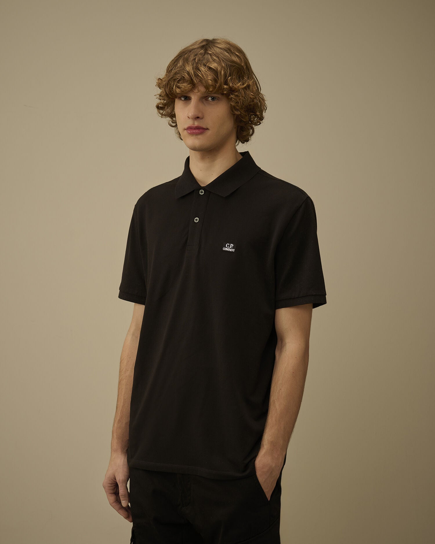Stretch Piquet Short Sleeve Polo, BLACK