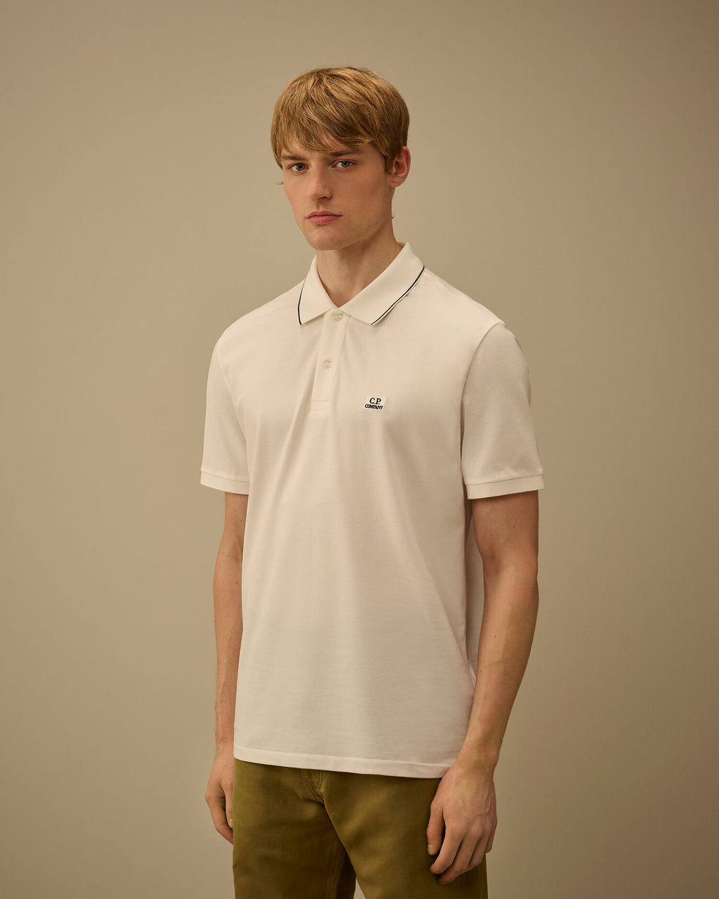 Stretch Piquet Short Sleeve Logo Polo, GAUZE WHITE