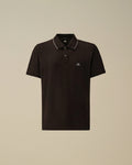Stretch Piquet Short Sleeve Logo Polo, BLACK