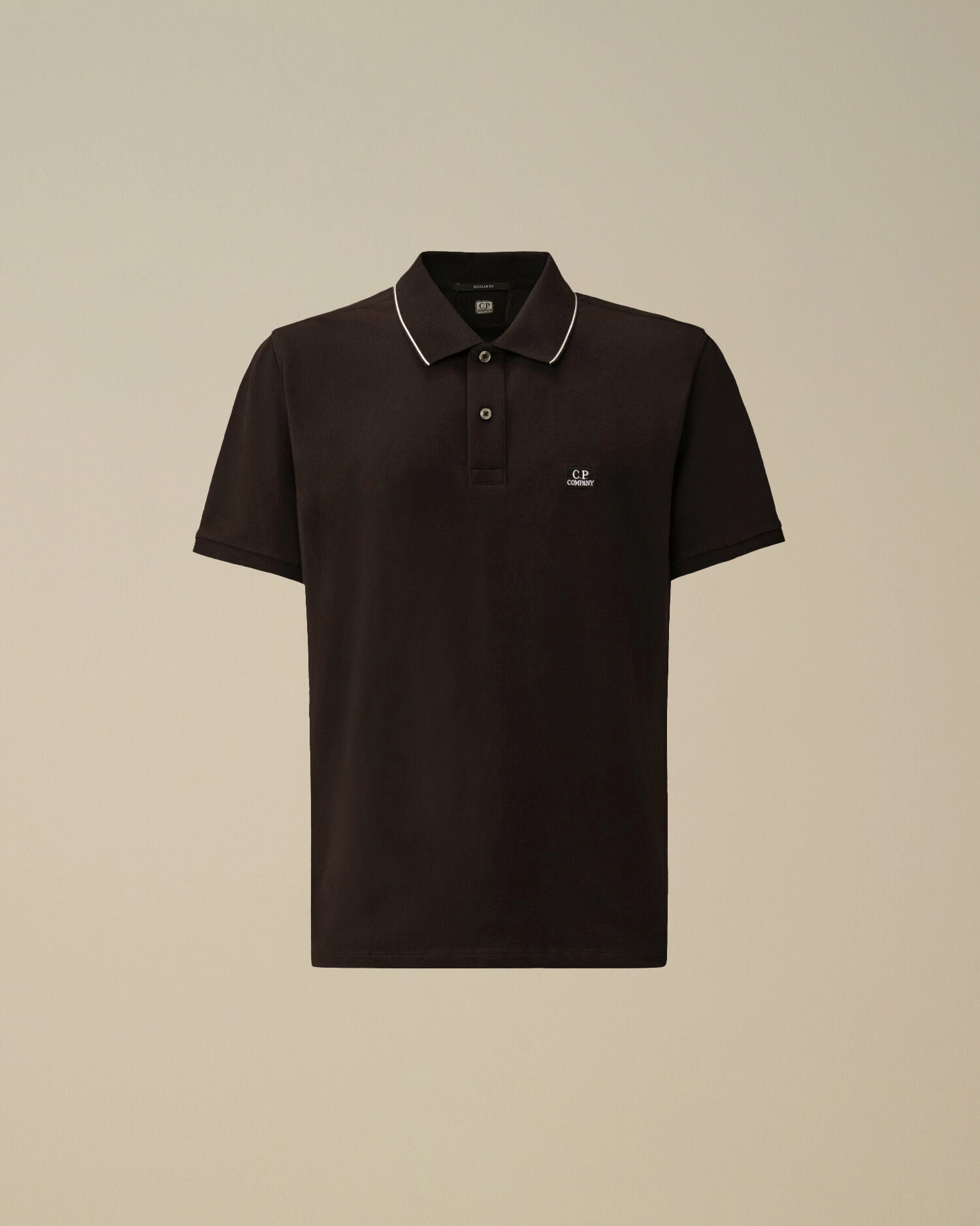 Stretch Piquet Short Sleeve Logo Polo, BLACK