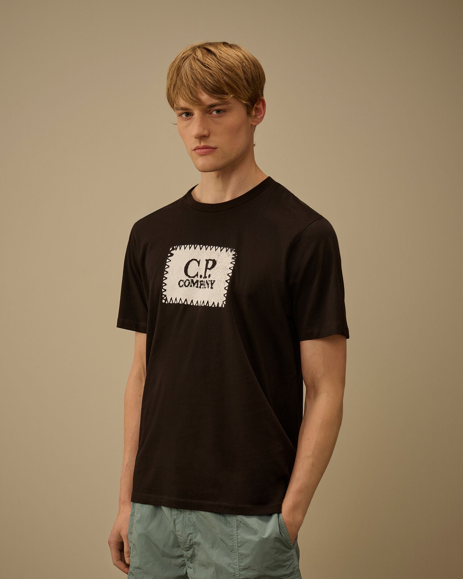 Jersey 30/1 Short Sleeve Logo Label T-Shirt, BLACK