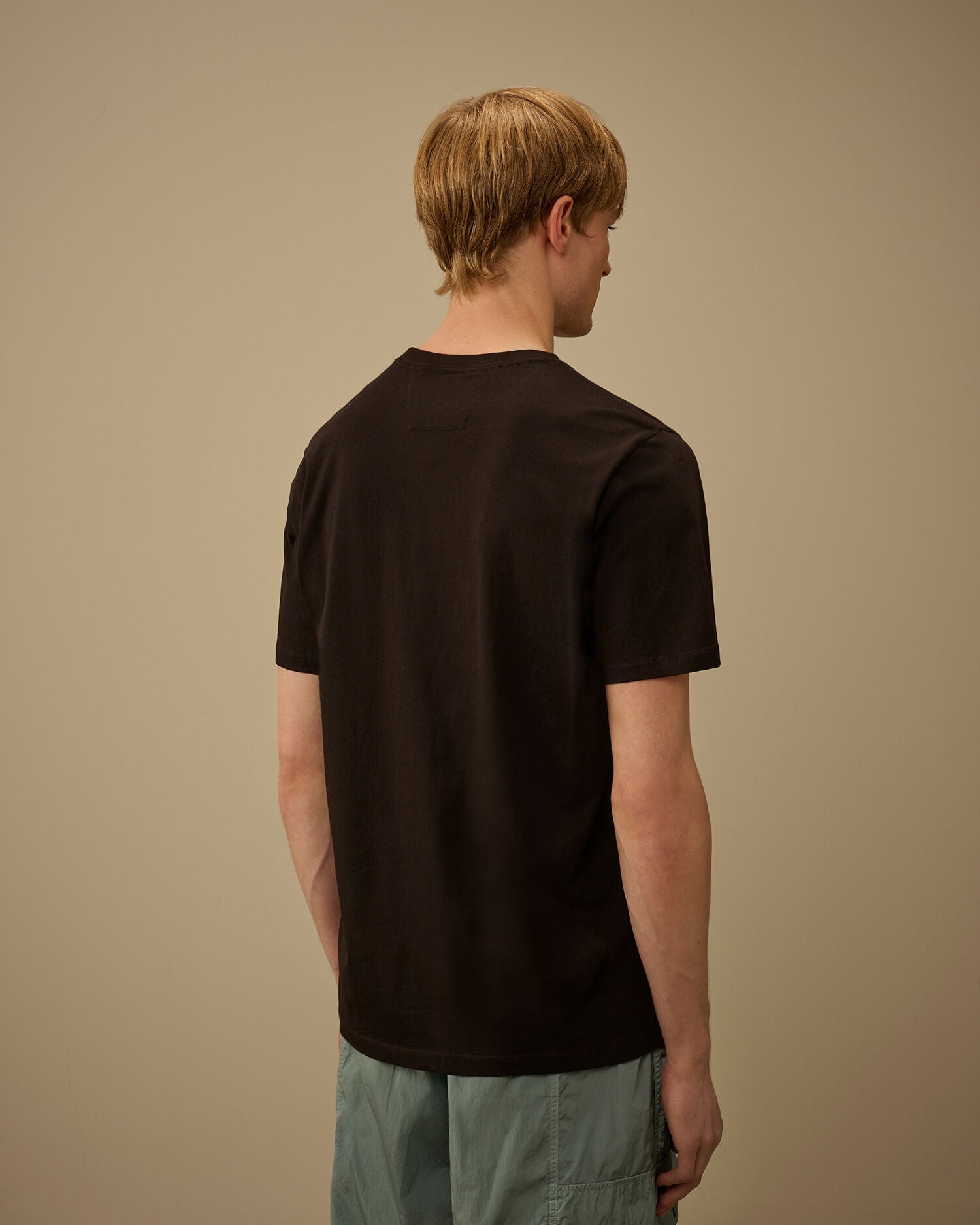Jersey 30/1 Short Sleeve Logo Label T-Shirt, BLACK
