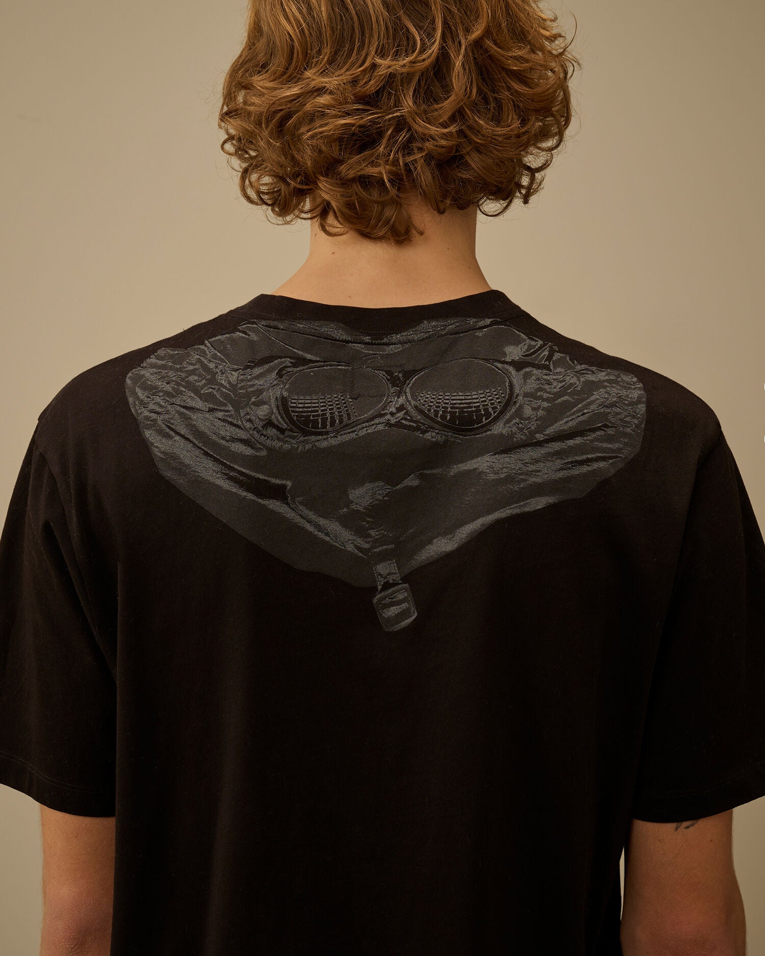 30/1 Jersey Short Sleeve Goggle T-Shirt, BLACK
